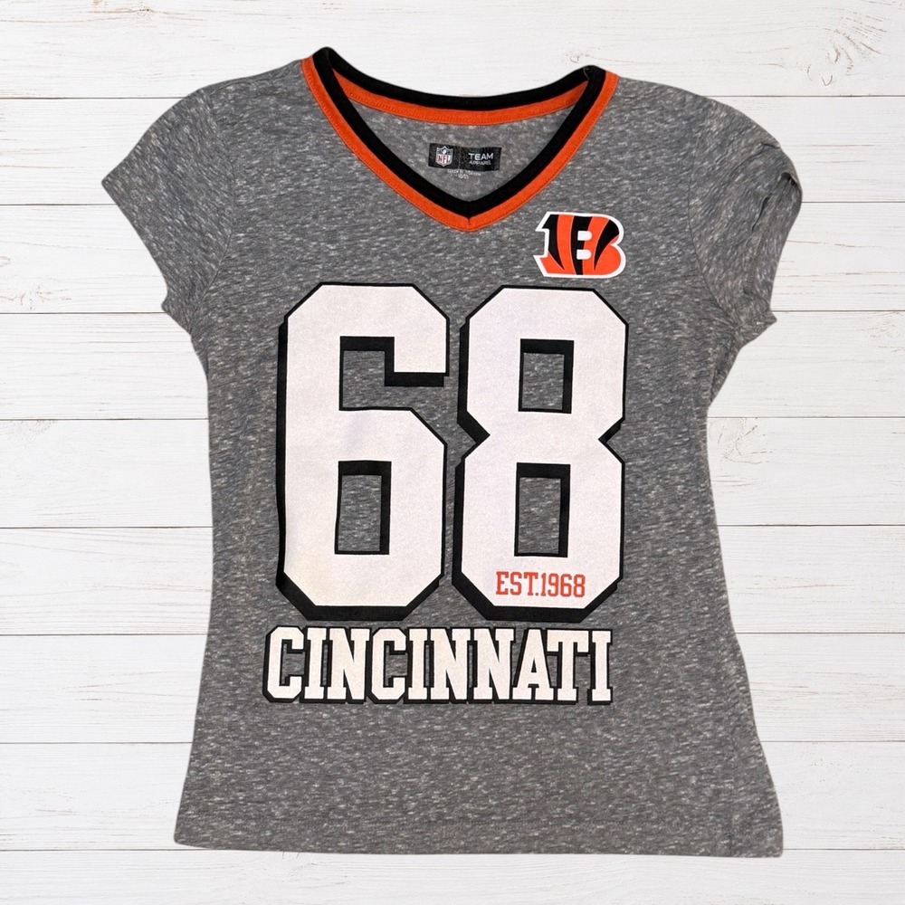 Cincinnati Bengals NFL Team Apparel Est 1968 Graphic Tee Youth 8/10 Gray